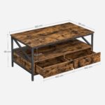 VASAGLE Masuta cafea cu 2 sertare si compartiment deschis, structura metalica, stil industrial, 100x55x45 cm, maro rustic Mob360 - imagine 8