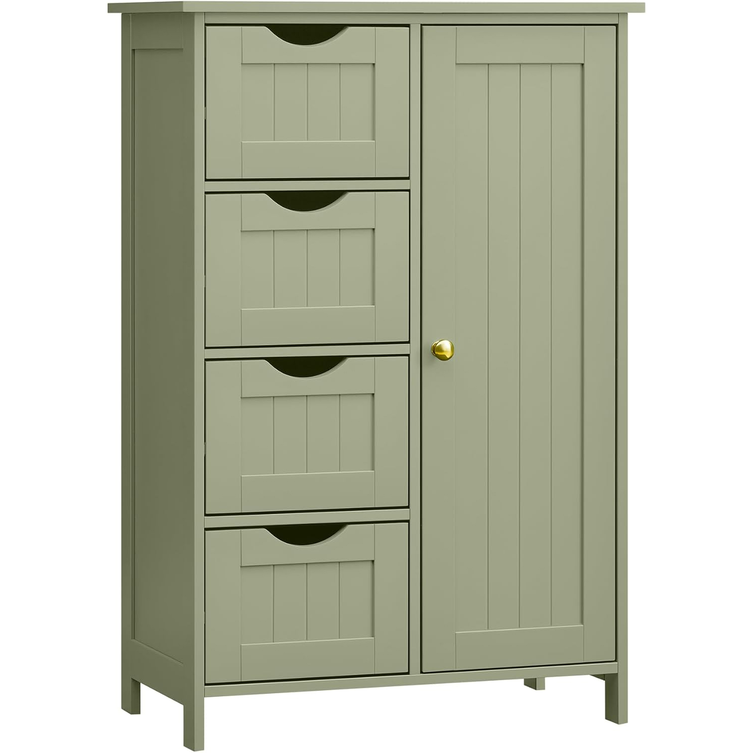 LHC041C02-9 VASAGLE Dulap de depozitare pe podea pentru baie, MDF, cu 4 sertare, 1 usa, rafturi reglabile, 30x55x82cm, verde Mob360 - imagine 1