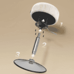 VASAGLE Taburet pentru masa machiaj, reglabil pe inaltime, rotativ 360°, sezut capitonat, 39x39x58 cm, alb crem Mob360 - imagine 7