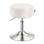 VASAGLE Taburet pentru masa machiaj, reglabil pe inaltime, rotativ 360°, sezut capitonat, 39x39x58 cm, alb crem Mob360 - imagine 2