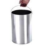 Cos de gunoi cu scumiera pentru exterior, din inox, galeata interioara detasabila, tip stativ, 61x25 cm, negru Mob360 - imagine 2