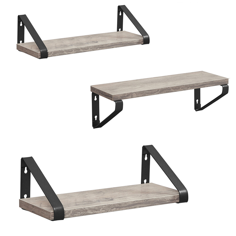 LWS033B02-10 VASAGLE Raft de perete, set 3 bucati 30cm, 35cm si 40cm, 2 moduri de montare, gri si negru Mob360 - imagine 1