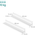 Set 2 rafturi plutitoare suspendate perete cu finisaj lucios, MDF, 60x10x5 cm, alb Mob360 - imagine 3