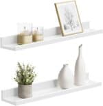 Set 2 rafturi plutitoare suspendate perete cu finisaj lucios, MDF, 60x10x5 cm, alb Mob360 - imagine 9