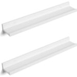 Set 2 rafturi plutitoare suspendate perete cu finisaj lucios, MDF, 60x10x5 cm, alb Mob360