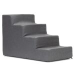 Scara pentru animale de companie, caini sau pisici, 4 trepte, antiderapanta, husa detasabila, inaltime 40 cm, gri inchis Mob360