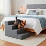 Scara pentru animale de companie, caini sau pisici, 4 trepte, antiderapanta, husa detasabila, inaltime 40 cm, gri inchis Mob360 - imagine 3