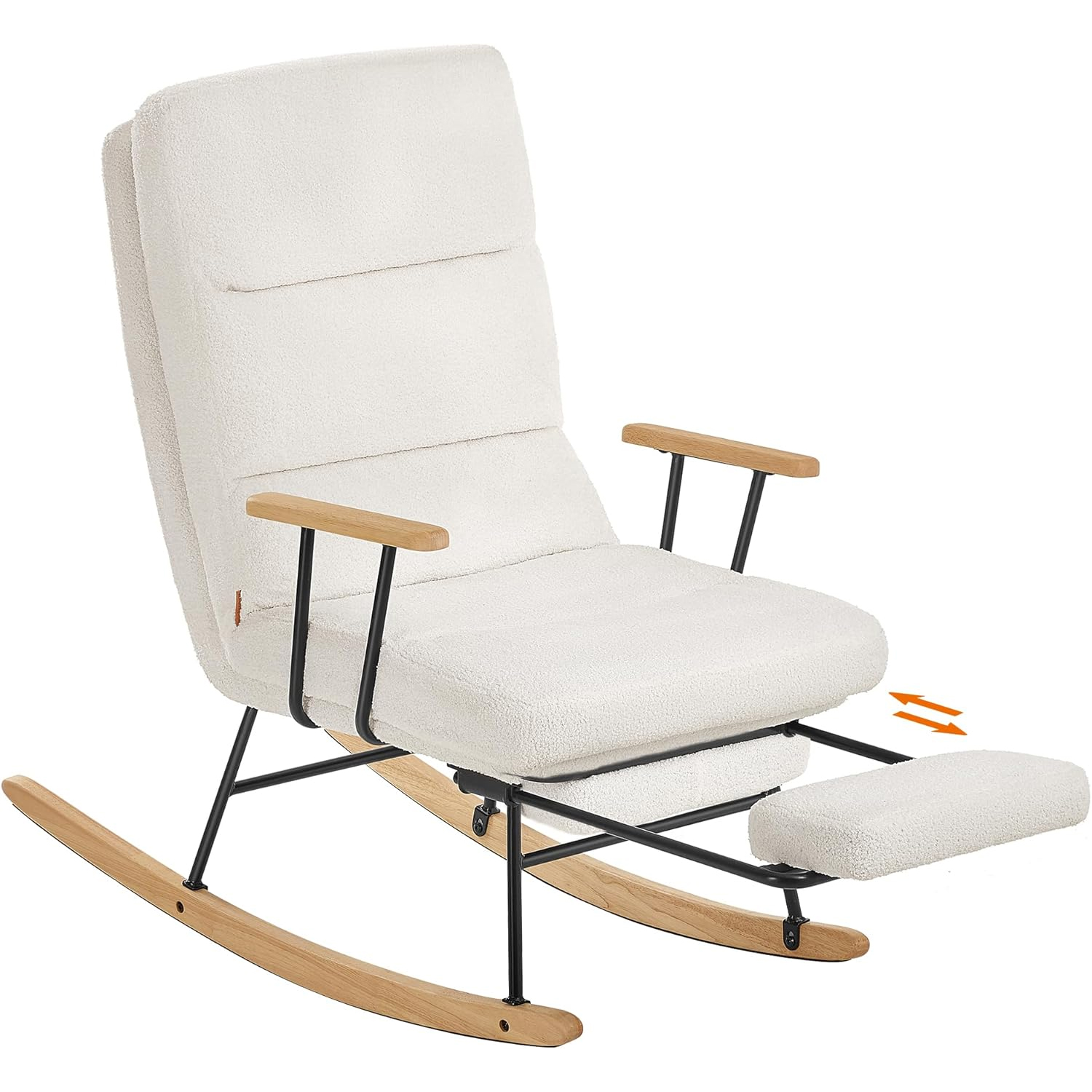 Untitled-16-2 Fotoliu balansoar reglabil cu suport picioare reglabil, textil plusat, 85x75x105 cm, crem Mob360 - imagine 1