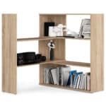 Etajera de colt pentru carti si decoratiuni, cu 3 rafturi, PAL laminat 16 mm, 174x30x109 cm, stejar sonoma Mob360