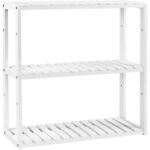Raft de depozitare din bambus, 3 polite, pentru bucatarie sau baie, 60x15x54 cm, alb Mob360