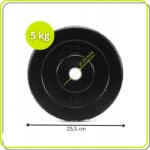 Disc greutate haltera 5 kg, 31 mm, compozit bitumic, PP, 26x5 cm, negru Mob360 - imagine 2