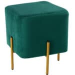 Taburet patrat, tapitat cu stofa, picioare otel, sarcina 100kg, 35x35x40 cm, verde Mob360