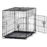 Cusca metalica pentru caine L, pliabila, cu tava detasabila si maner, 76x45x51 cm, negru Mob360