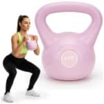 Kettlebell 8 kg, bitum cu invelis rezistent ABS, 23x24 cm, roz Mob360 - imagine 9