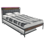 Pat cu somieră şi pat suplimentar extensibil, 160x200, negru/gri, NORDO