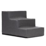 Scara pentru animale de companie, caini sau pisici, 3 trepte, antiderapanta, husa detasabila, inaltime 30 cm, gri inchis Mob360