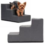 Scara pentru animale de companie, caini sau pisici, 3 trepte, antiderapanta, husa detasabila, inaltime 30 cm, gri inchis Mob360 - imagine 7