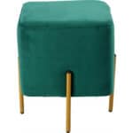 Taburet patrat, tapitat cu stofa, picioare otel, sarcina 100kg, 35x35x40 cm, verde Mob360 - imagine 2