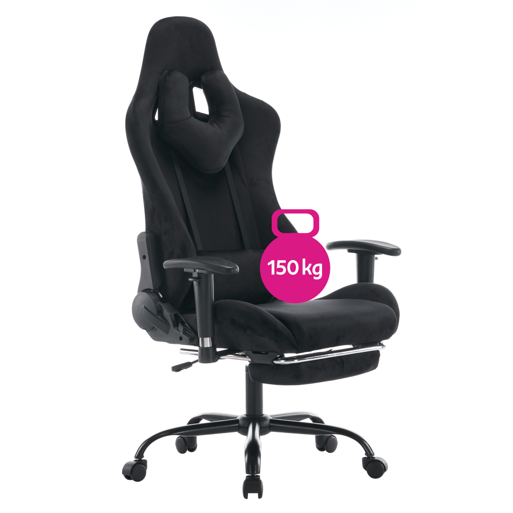 salop-kanc-kres-d-00 Scaun de birou/gaming, negru, ţesătură Velvet, portanţă 150 kg, SALOP - imagine 1