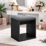 Taburet pentru masuta de toaleta cu sezut confortabil, 30x30x42 cm, negru Mob360