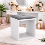 Taburet pentru toaleta cu sezut confortabil, 30x30x42 cm, alb Mob360