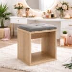 Taburet pentru masuta de toaleta cu sezut confortabil, 30x30x42 cm, stejar Mob360