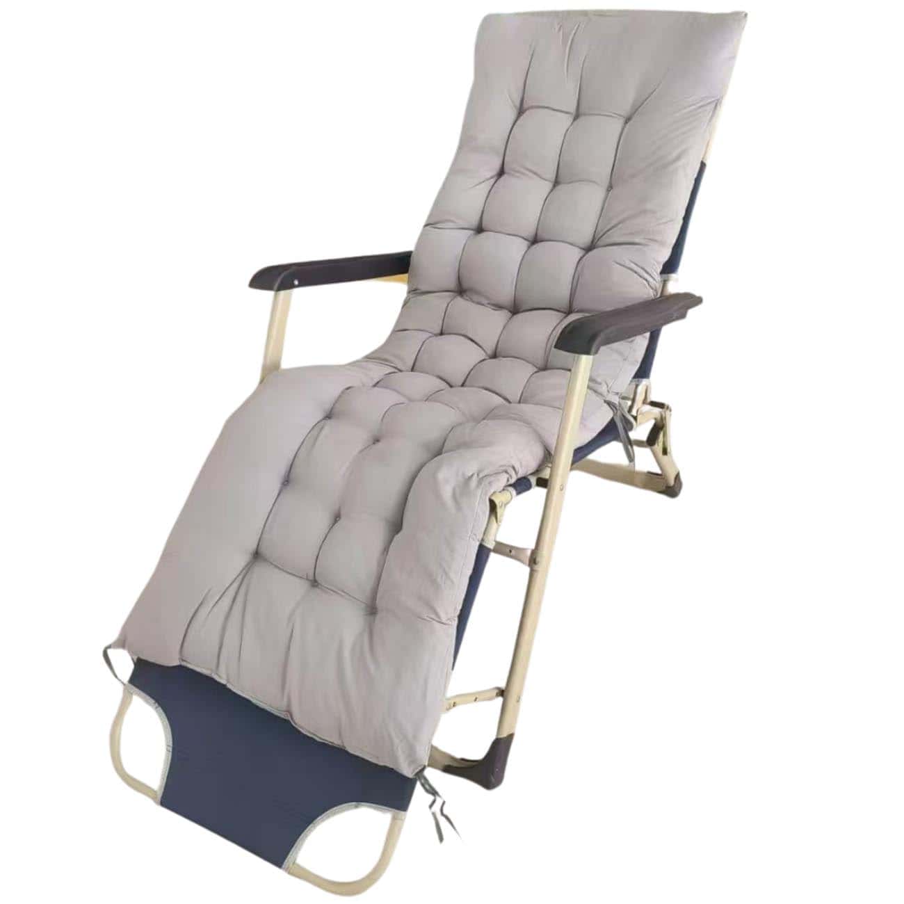 01 Sezlong pliabil de gradina cu perna groasa, structura metalica, 178x60x82 cm, gri Mob360 - imagine 1