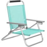 Scaun de plaja portabil cu spatar rabatabil in 4 pozitii, cu cotiere, maxim 150kg, verde Mob360