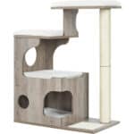 FEANDREA Ansamblu de joaca pisici, tip copac, din lemn, 66x40x86 cm, gri Mob360