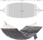 Hamac dublu cu bara stabilizatoare din lemn, 2 perne, 210x150cm, maxim 300kg, gri Mob360 - imagine 3