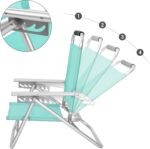 Scaun de plaja portabil cu spatar rabatabil in 4 pozitii, cu cotiere, maxim 150kg, verde Mob360 - imagine 4
