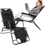Sezlong pliabil Relax Zero Gravity, 80x60x153cm, negru Mob360 - imagine 4