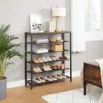 VASAGLE Etajera pantofi cu 5 rafturi si polita superioara, 100x30x110 cm, maro rustic Mob360 - imagine 4