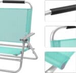 Scaun de plaja portabil cu spatar rabatabil in 4 pozitii, cu cotiere, maxim 150kg, verde Mob360 - imagine 5