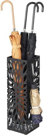 Suport metalic pentru umbrele, cu carlige si tava de picurare, 16x16x49cm, negru Mob360 - imagine 6
