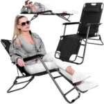 Sezlong pliabil Relax Zero Gravity, 80x60x153cm, negru Mob360 - imagine 6