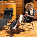 Sezlong pliabil Relax Zero Gravity, 80x60x153cm, negru Mob360 - imagine 9