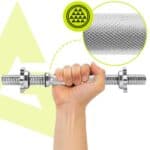 Bara gantera scurta 36 cm, diametru 28 mm, otel cromat, capacitate 80 kg, argintiu Mob360 - imagine 7