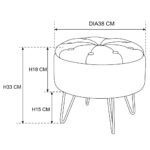 Taburet Caro cu spatiu depozitare, tapitat cu velur, 38x33 cm, gri Mob360 - imagine 2