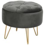 Taburet Caro cu spatiu depozitare, tapitat cu velur, 38x33 cm, gri Mob360