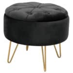 Taburet Caro cu spatiu depozitare, tapitat cu velur, 38x33 cm, negru Mob360