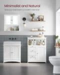 VASAGLE Dulap de baie cu 3 sertare si dulap, raft reglabil, MDF, 60x30x80 cm, alb Mob360 - imagine 2