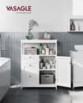 VASAGLE Dulap de baie cu 3 sertare si dulap, raft reglabil, MDF, 60x30x80 cm, alb Mob360 - imagine 3
