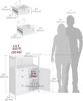 VASAGLE Dulap de baie cu 3 sertare si dulap, raft reglabil, MDF, 60x30x80 cm, alb Mob360 - imagine 4
