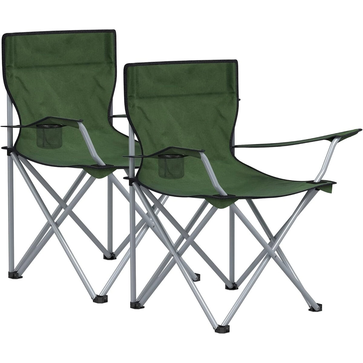 GCB001C01-5 Set 2 scaune pliabile camping cu suport bauturi, husa transport, 52x84x81 cm, 120 kg, verde Mob360 - imagine 1