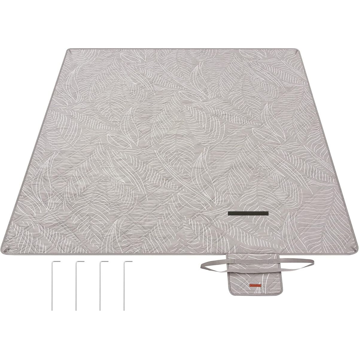 GCM010B02-9 Patura picnic impermeabila 200x200 cm, cu ancore de fixare, pliabila, lavabila, multistrat, kaki cu model tropical Mob360 - imagine 1