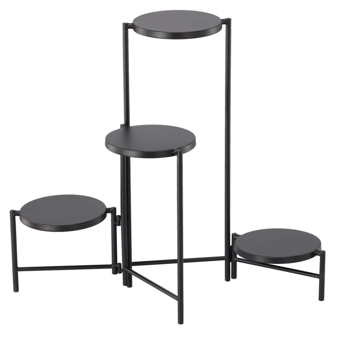 GOM1371-5 Suport pentru flori cu structura metalica, 4 niveluri, cu rafturi rotunde, 60x43x60 cm, negru Mob360 - imagine 1