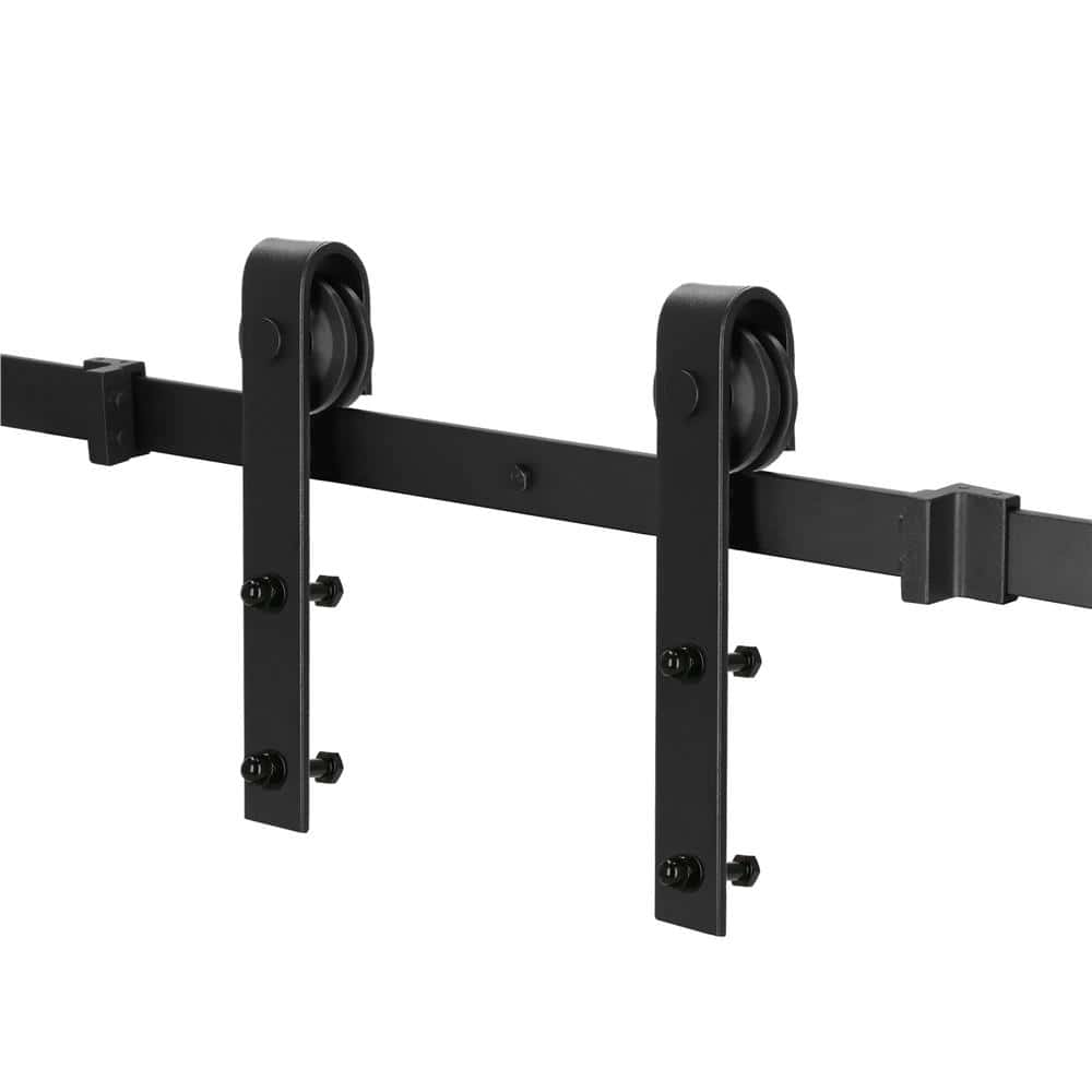 HA-5000-2 Sistem glisant pentru usa, sina metalica de ghidaj 183 cm, 2 role, montaj pe perete, negru Mob360 - imagine 1