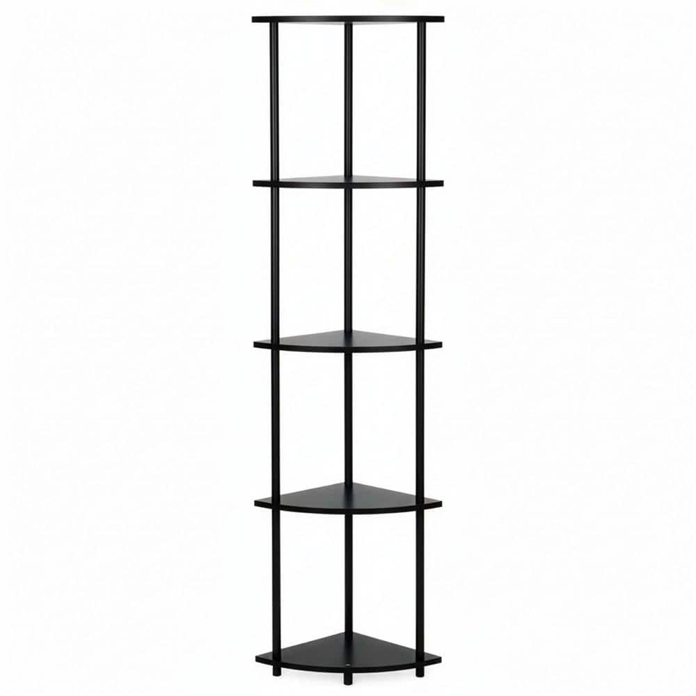 HA7546-12 Raft de colt cu 5 polite, MDF, cadru metalic, 148x30x30 cm, negru Mob360 - imagine 1