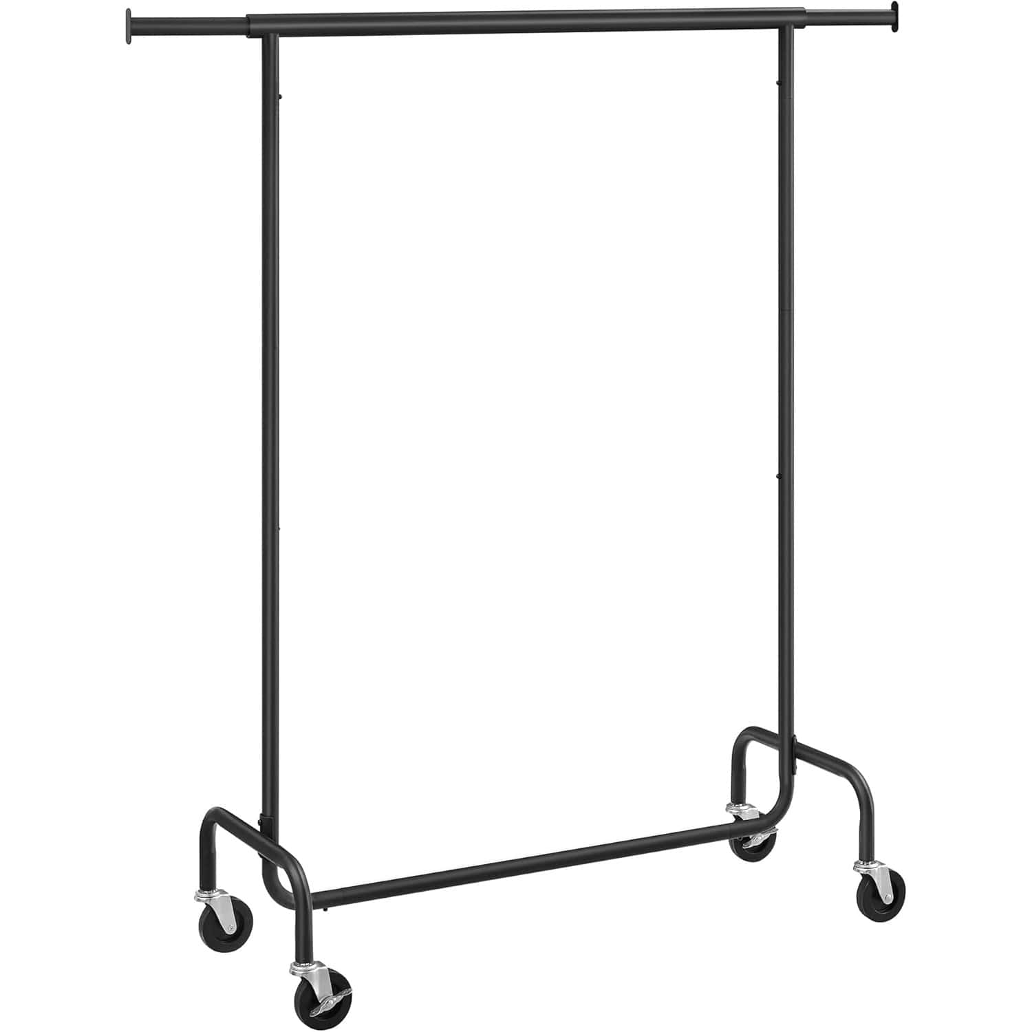 HSR011B01-9 Suport pentru haine extensibil pe roti, bara reglabila 110-150 cm, stil industrial, 150x45x160 cm, negru Mob360 - imagine 1